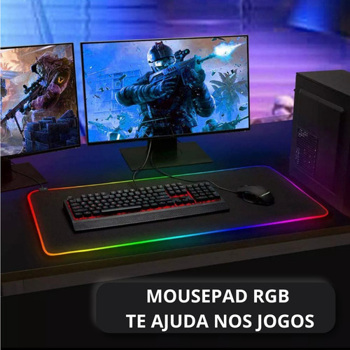 Mousepad Gamer Led Grande 90 X 40 Iluminado Rgb Efeitos