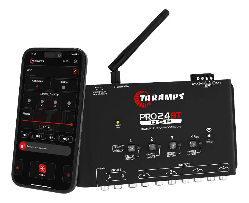 Crossover Taramps Pro 2.4 BT Automotivo com Bluetooth para Configurar pelo Celular