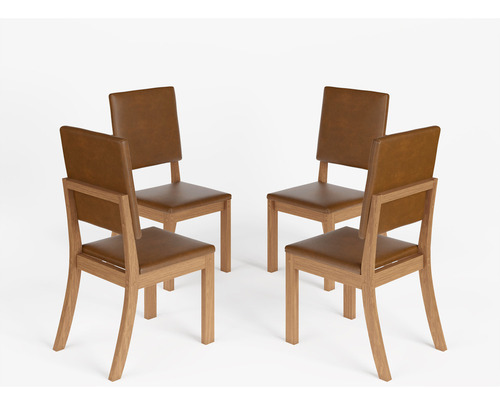 Kit 4 Cadeiras Estofadas Para Mesa De Jantar Milla Plus Henn Estrutura Da Cadeira Nature Assento Caramelo Desenho Do Tecido Liso