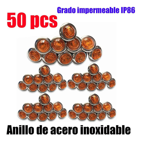 50pzs Acero Inoxidable Led For Camión Trailer Micro 12v-24v