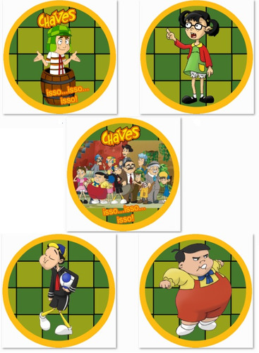 Toppers Adesivos Para Doces Tema Chaves 100 Unidades 3cm