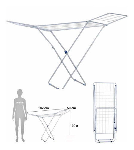 Tendedero Plegable Para Secar Ropa Portátil Estructura Acero