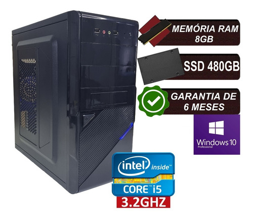 Imagem 1 de 5 de Pc Computador Cpu Intel Core I5 Ssd 480gb / 8gb Memória Ram