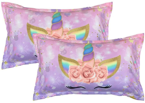 2 Piezas De Fundas De Almohada De Unicornio Para Niñas...