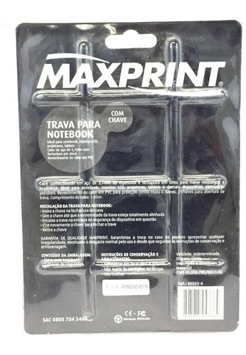 Imagem 2 de 2 de Trava Para Notebook Com Chave Maxprint 60503-6