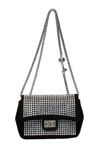 Bolsa Mujer Bolso Negro Plata Estoperoles Tornasol Moda Dama