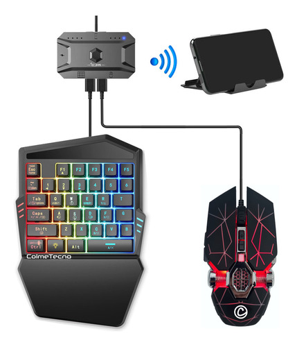 Combo Gamer Para Celular Rgb Convertidor Bluetooth 3en1 G98