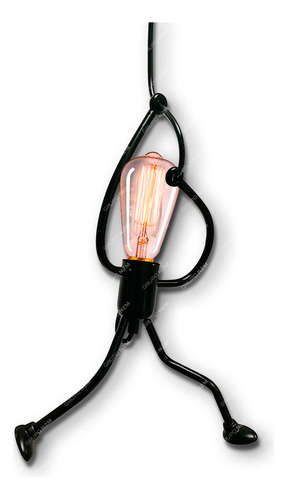 Colgante Led Hombrecito De Metal Diseño Moderno E27 Techo Color Negro