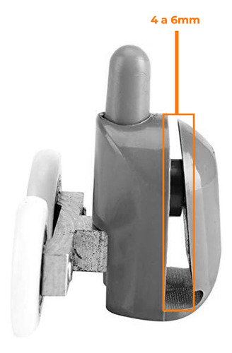 Rueda Doble Inferior X2 Inomax Para Mampara Corrediza De Box De Ducha, Recta O Curva, Vidrios De 4 A 6 Mm
