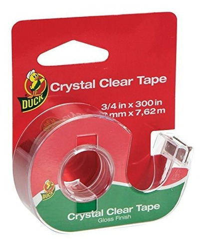 Duck Brand Crystal Clear Tape Con Dispensador, Brillante, 3-