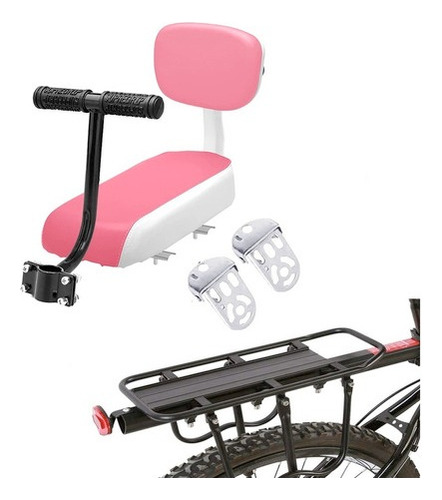 Silla Niños Trasera P/ Bicicletas + Agarre + Parrilla Pedal 