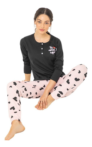 Pijama Mujer Invierno Botones Estampado Bianca Secreta 23118
