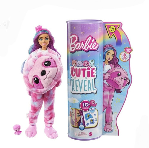 Barbie Cutie Reveal Muñeca Disfraz Perezoso 10 Sorpresas.