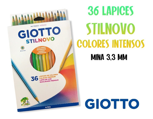 Lápices Giotto Stilnovo Caja 36 Unidades Colores Mina Gruesa