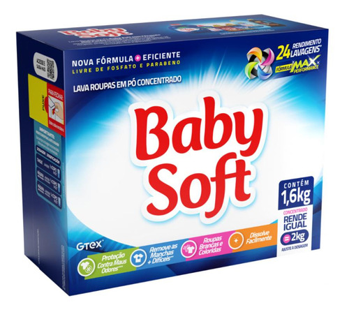 Lava Roupas Concentrado Em Pó Baby Soft - 1,6kg