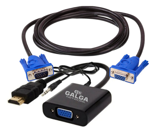 Cable Adaptador Hdmi A Vga Activo Con Audio Más Cable Vga