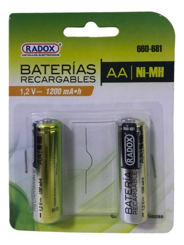 Baterías Aa Recargables 1200 Mah Paquete De 2 Pz - Te1345