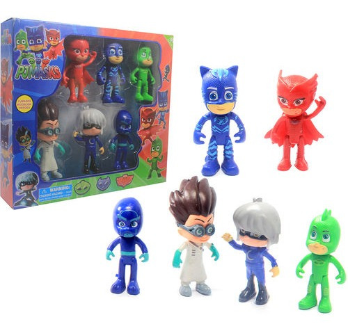 Brinquedo Menino Gato Corujita Lagartixo Pj Masks 5 Bonecos