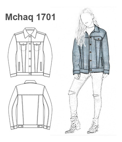 Molde, Patrón Chaqueta Campera Jeans Oversize Mujer