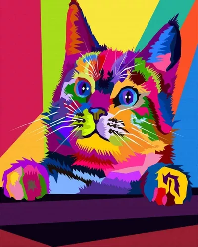 Gato Colores - Kit de Pintura por Números - – Pintala Cuadros