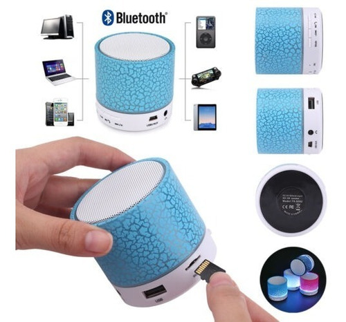 Imagen 3 de 5 de Mini Parlante Bluetooth Led Manos Libres Micro Sd Aux