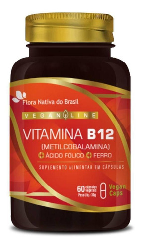 Kit 2x Vitamina B12 + Ferro + Ácido Fólico 60 Vegan Caps