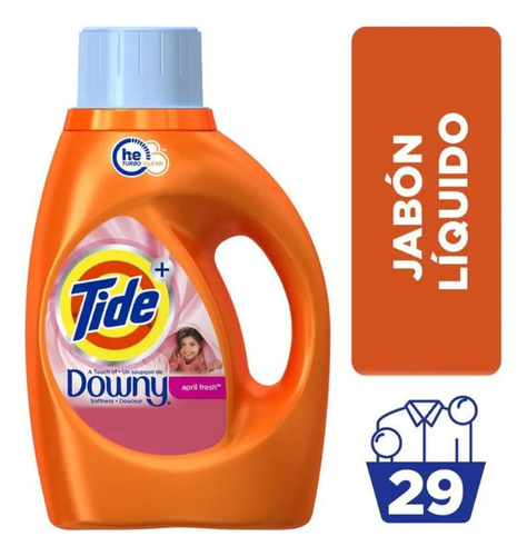 Detergente Tide Líquido Con Downy 1.36l April Fresh 2 Pack