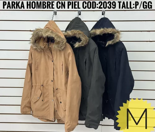 Campera Parka Hombre Invierno Forrada Gabardina Piel Capucha