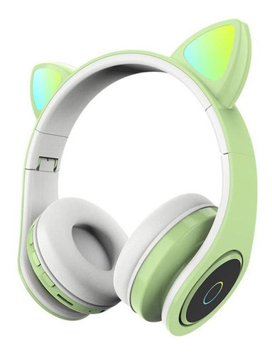 Gatinho Orelha De Gato Com Led Fone De Ouvido Bluetooth Lt26 Cor Verde Cor da luz ALTERNADOS