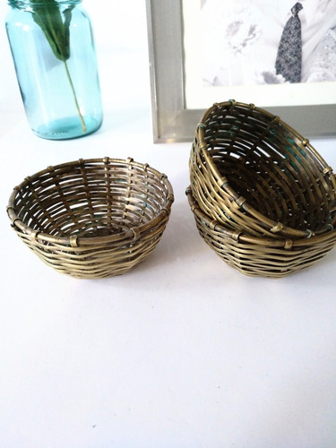 Imagen 2 de 5 de Set 3 Canastas Metal Vintage Antiguas Decoración Casa