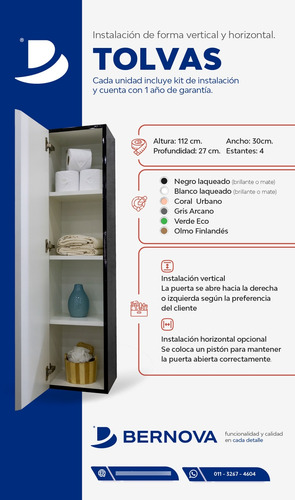 Mueble De Baño Tolva Colgante Organizador Blanco Laqueado Cu
