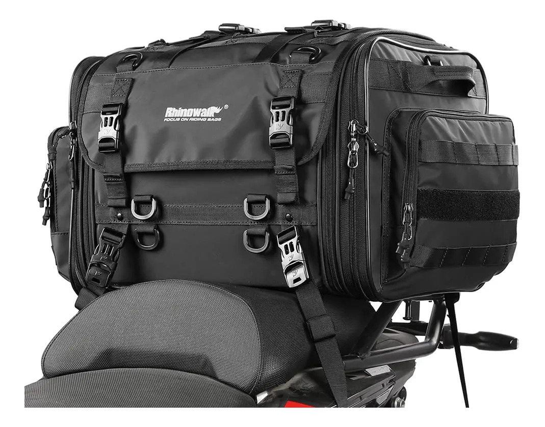 Rhinowalk Maleta De Viaje Para Motocicleta, Bolsa De Cola De Negro