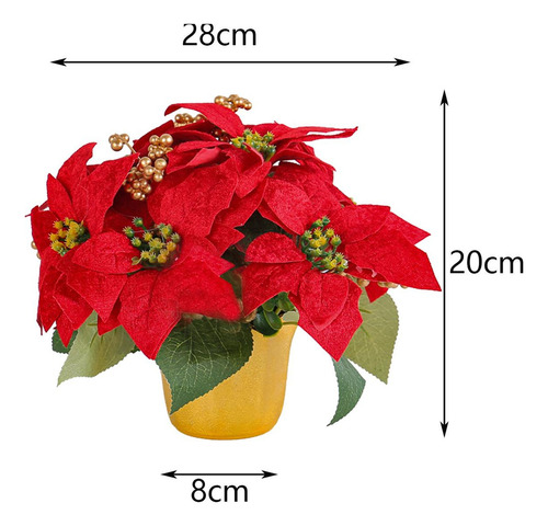 Planta De Poinsettia Roja Artificial, Poinsettia Roja En