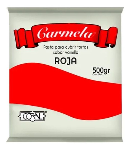  Pasta Para Cubrir Tortas Roja 500g Carmela