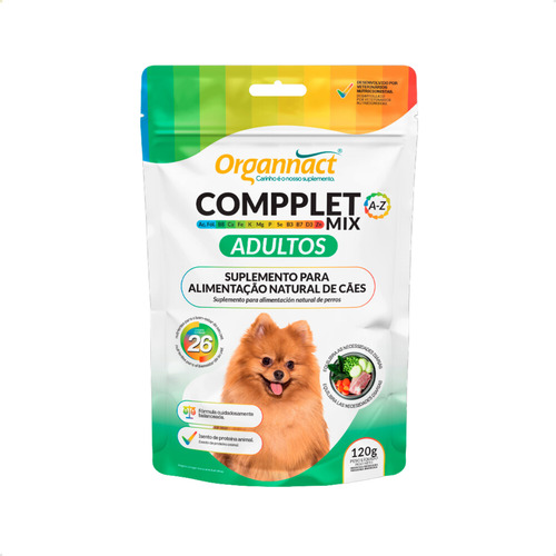 Kit 3 Compplet Mix A-z Pó 120g Suplemento Cães Adultos Organnact | Lojão Do Ferro