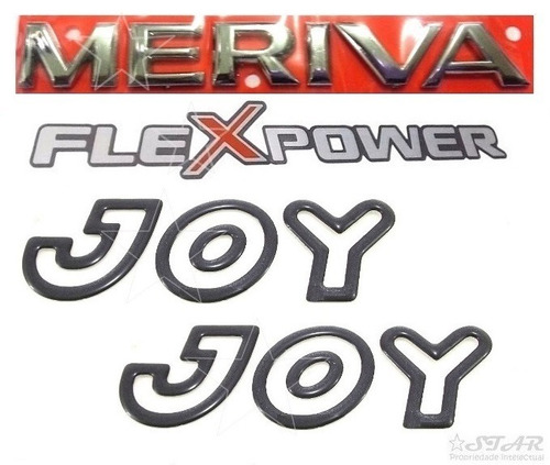 Emblemas Meriva Flex + Joy Pretos - 2008 - Modelo Original