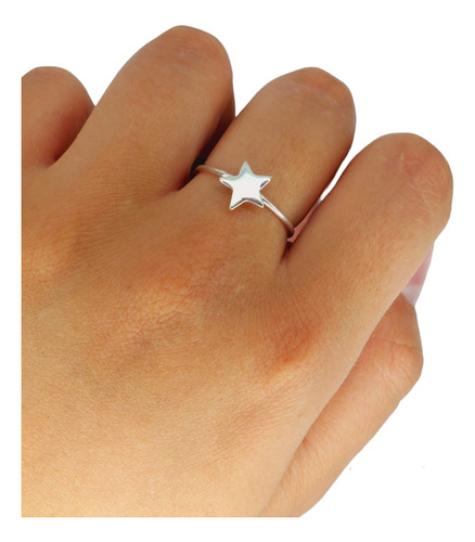 Anillo Estrella Lisa De Plata 925