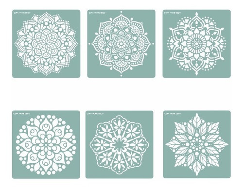 Kit 6 Stencils Decorativo Mandala  30x30