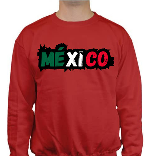 Sudadera Cuello Redondo Unisex De México Diseño Tricolor