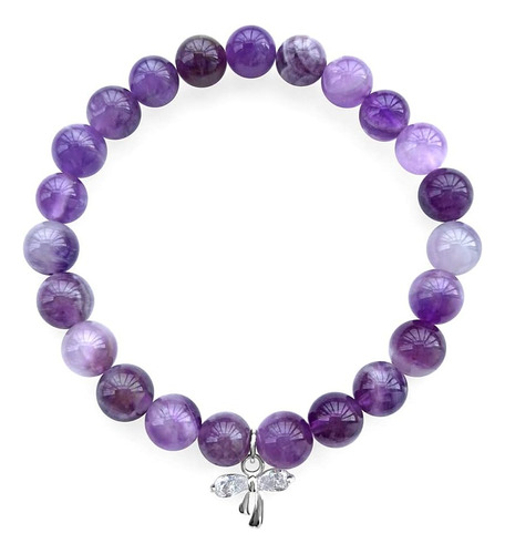 Pulsera De Amatista Real De Señora Positiva 16,65 Cm Elástic