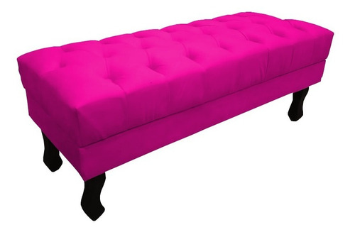 Recamier Baú Luis Xv Capitonê 1,00m Corino Rosa Pink