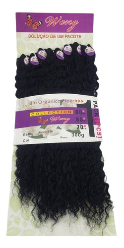 Cabelo Cacheado Bio Orgânico Anjo Weng Entrelace 75 Cm 300 G Cor Preto