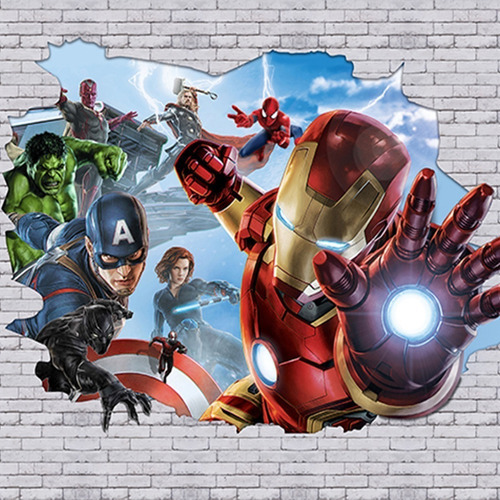 Papel adhesivo para habitación infantil Avengers Avengers, 2 x 1, color Avengers Marvel Super Heroes, papel para habitación infantil