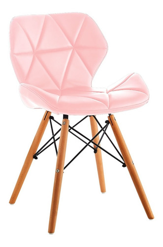 Silla Eames Gongga Pro Rosado Base En Madera