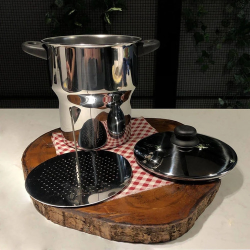 Cuscuzeira Grande Para Fogão De Indução Inox 3 Litros Forma