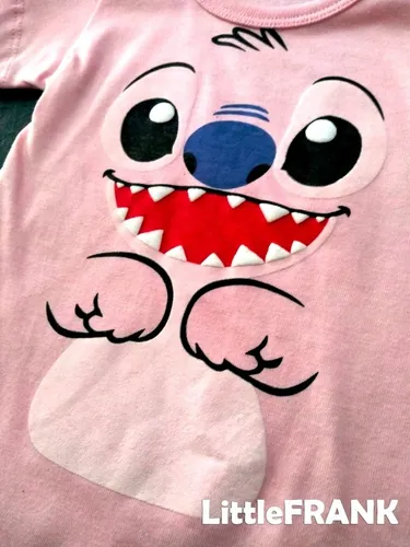 Conjunto Para Bebe Stitch Rosa Body Manga Corta Y Pantal n 12.686 95