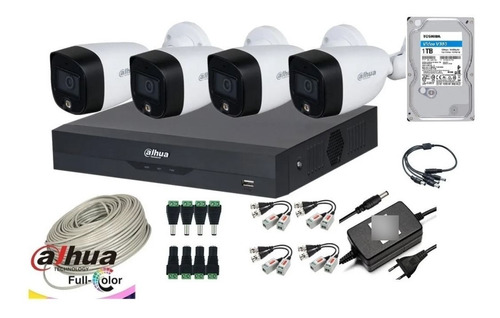 Cctv Kit Dahua Pro 2mp 4 Cam Full Color Wizsense 1080p + 1tb