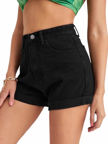 Short De Jean Con Elastano - Negro* Chuva Ropa