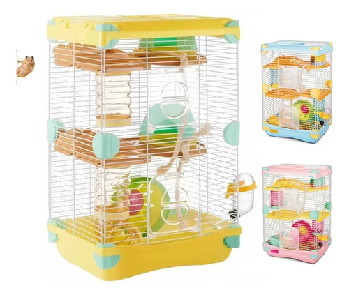 Jaula Casa Hamster Bebedero Rueda Comedero 27x20.5x42.5cm