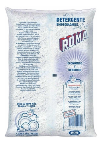 Detergente Ropa Biodegradable En Polvo Roma Multiusos 2kg
